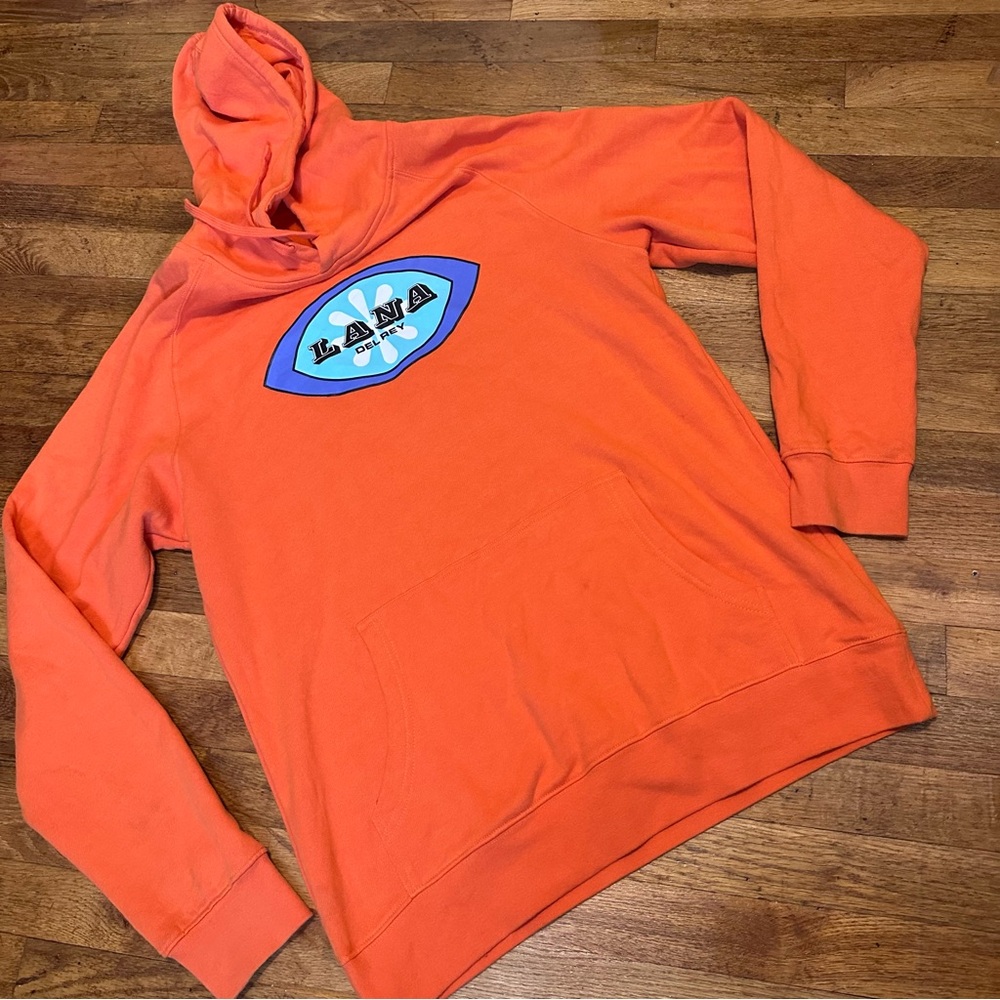 Lana Del Rey UO Orange Hoodie with Blue Logo (ACCEPTING OFFERS)